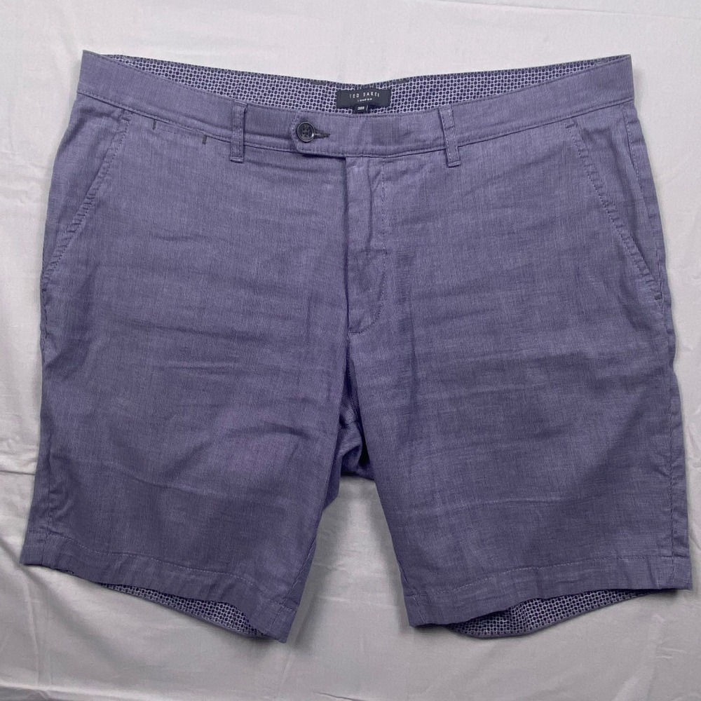 Ted Baker London Micro Print Golf Chino Shorts Mens 38 Purple Casual Flat Luxury